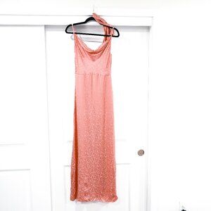 LPA Small 100% Silk Pink Animal Print Cowl Neck Maxi Dress Slip Maxi Dress